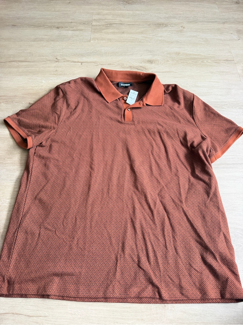 Express Men's Short Sleeve Knit Polo Rust Orange brown SZ XL NWT